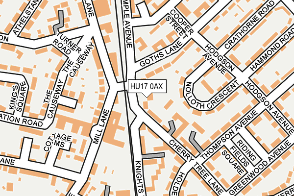 HU17 0AX map - OS OpenMap – Local (Ordnance Survey) HU17 0AX map - OS OpenMap – Local (Ordnance Survey)