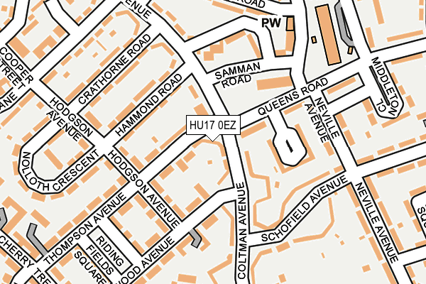 HU17 0EZ map - OS OpenMap – Local (Ordnance Survey)