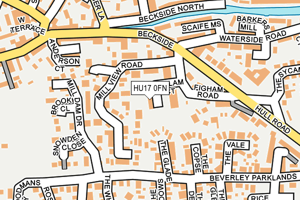 HU17 0FN map - OS OpenMap – Local (Ordnance Survey) HU17 0FN map - OS OpenMap – Local (Ordnance Survey)