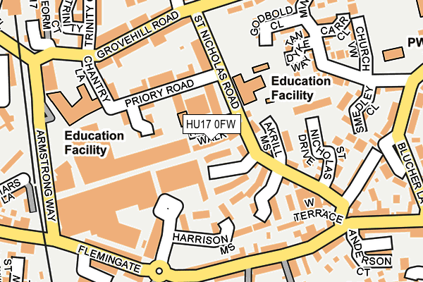 HU17 0FW map - OS OpenMap – Local (Ordnance Survey) HU17 0FW map - OS OpenMap – Local (Ordnance Survey)