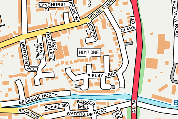 HU17 0NE map - OS OpenMap – Local (Ordnance Survey) HU17 0NE map - OS OpenMap – Local (Ordnance Survey)