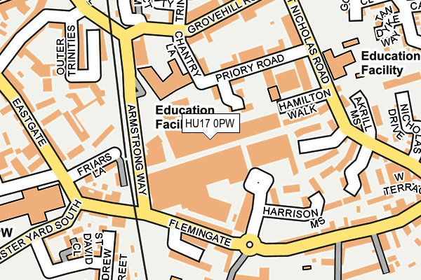 HU17 0PW map - OS OpenMap – Local (Ordnance Survey) HU17 0PW map - OS OpenMap – Local (Ordnance Survey)