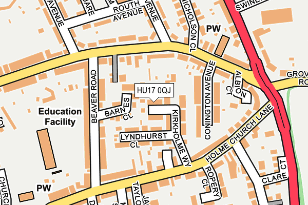 HU17 0QJ map - OS OpenMap – Local (Ordnance Survey)