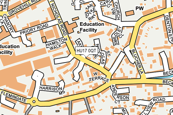 HU17 0QT map - OS OpenMap – Local (Ordnance Survey)
