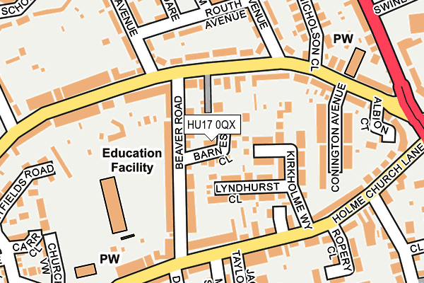 HU17 0QX map - OS OpenMap – Local (Ordnance Survey)