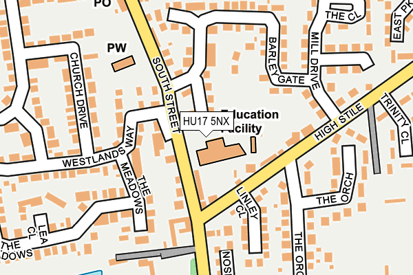 HU17 5NX map - OS OpenMap – Local (Ordnance Survey) HU17 5NX map - OS OpenMap – Local (Ordnance Survey)