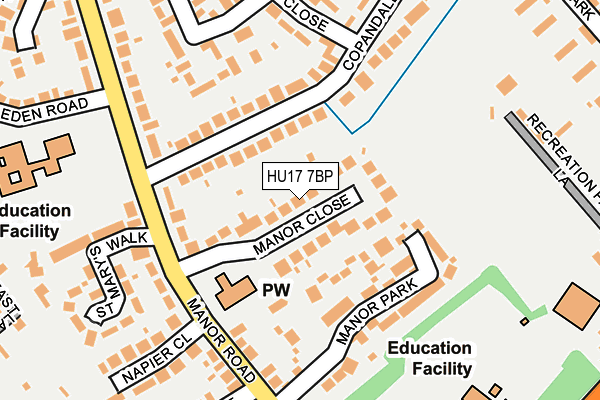 HU17 7BP map - OS OpenMap – Local (Ordnance Survey) HU17 7BP map - OS OpenMap – Local (Ordnance Survey)