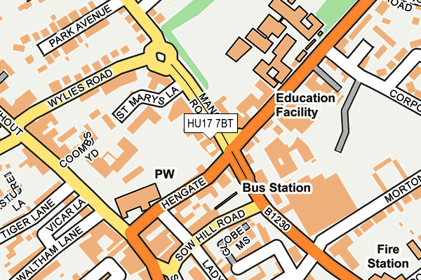 HU17 7BT map - OS OpenMap – Local (Ordnance Survey) HU17 7BT map - OS OpenMap – Local (Ordnance Survey)