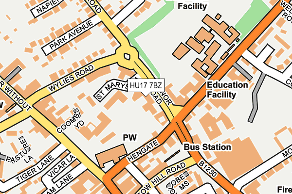 HU17 7BZ map - OS OpenMap – Local (Ordnance Survey) HU17 7BZ map - OS OpenMap – Local (Ordnance Survey)