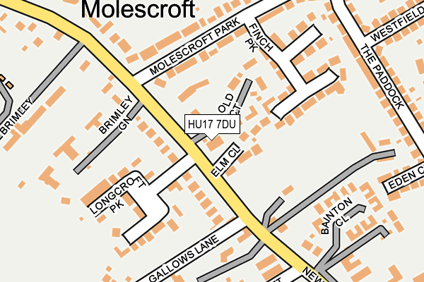 HU17 7DU map - OS OpenMap – Local (Ordnance Survey)