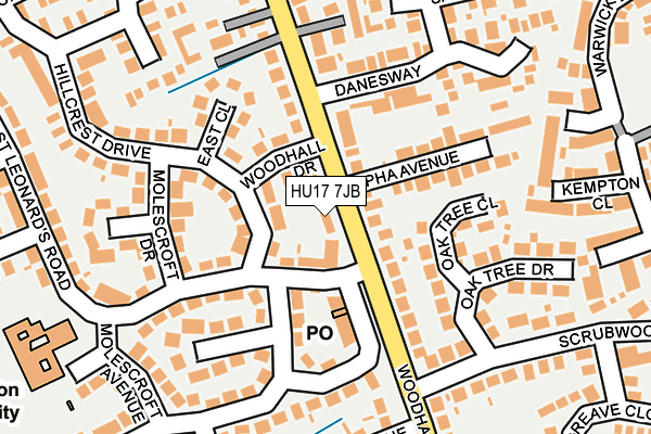 HU17 7JB map - OS OpenMap – Local (Ordnance Survey) HU17 7JB map - OS OpenMap – Local (Ordnance Survey)