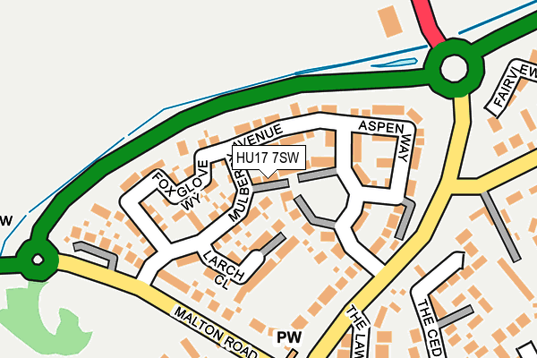 HU17 7SW map - OS OpenMap – Local (Ordnance Survey) HU17 7SW map - OS OpenMap – Local (Ordnance Survey)