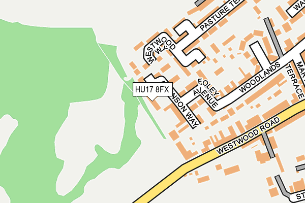 HU17 8FX map - OS OpenMap – Local (Ordnance Survey) HU17 8FX map - OS OpenMap – Local (Ordnance Survey)