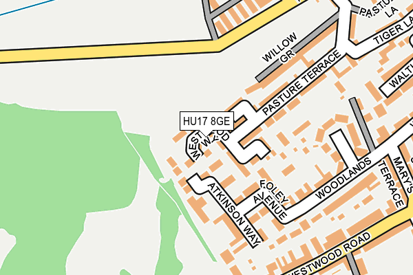 HU17 8GE map - OS OpenMap – Local (Ordnance Survey) HU17 8GE map - OS OpenMap – Local (Ordnance Survey)