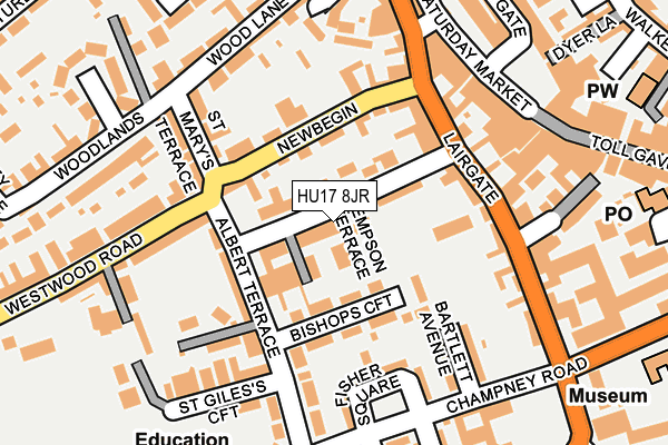 HU17 8JR map - OS OpenMap – Local (Ordnance Survey) HU17 8JR map - OS OpenMap – Local (Ordnance Survey)