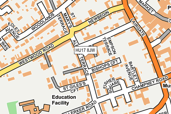 HU17 8JW map - OS OpenMap – Local (Ordnance Survey)