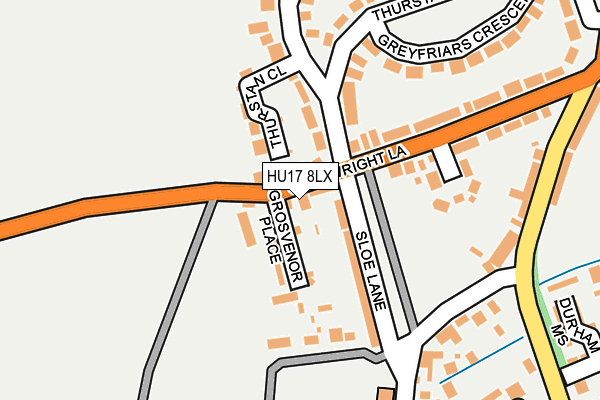 HU17 8LX map - OS OpenMap – Local (Ordnance Survey) HU17 8LX map - OS OpenMap – Local (Ordnance Survey)