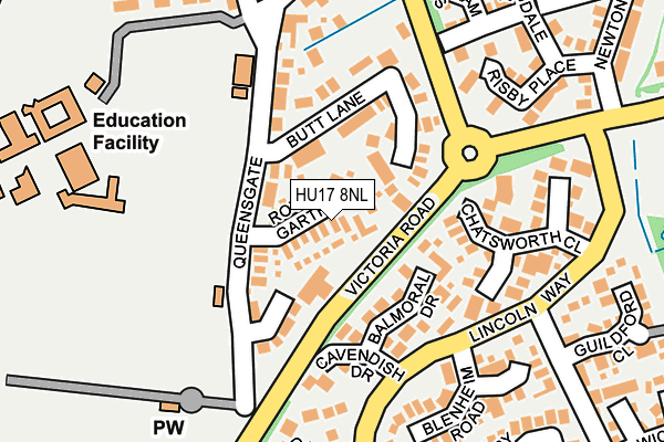 HU17 8NL map - OS OpenMap – Local (Ordnance Survey) HU17 8NL map - OS OpenMap – Local (Ordnance Survey)
