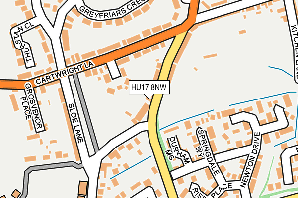 HU17 8NW map - OS OpenMap – Local (Ordnance Survey) HU17 8NW map - OS OpenMap – Local (Ordnance Survey)