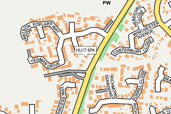 HU17 8PA map - OS OpenMap – Local (Ordnance Survey) HU17 8PA map - OS OpenMap – Local (Ordnance Survey)