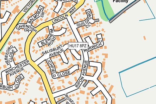 HU17 8PZ map - OS OpenMap – Local (Ordnance Survey) HU17 8PZ map - OS OpenMap – Local (Ordnance Survey)