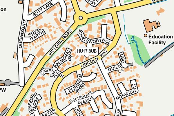 HU17 8UB map - OS OpenMap – Local (Ordnance Survey) HU17 8UB map - OS OpenMap – Local (Ordnance Survey)