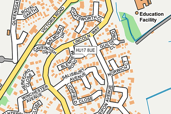 HU17 8UE map - OS OpenMap – Local (Ordnance Survey) HU17 8UE map - OS OpenMap – Local (Ordnance Survey)