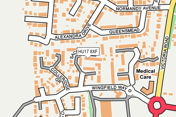 HU17 8XF map - OS OpenMap – Local (Ordnance Survey) HU17 8XF map - OS OpenMap – Local (Ordnance Survey)