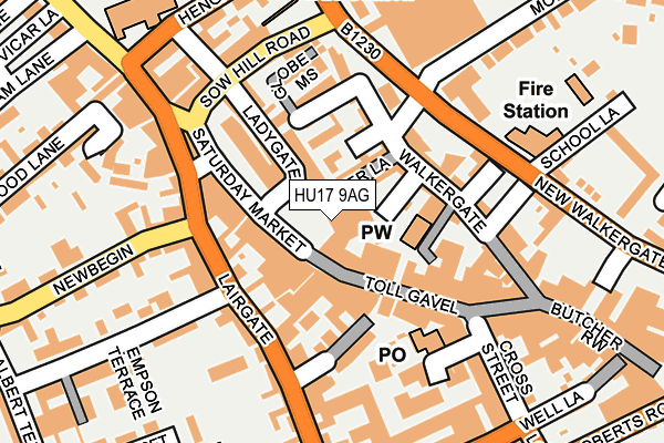 HU17 9AG map - OS OpenMap – Local (Ordnance Survey)
