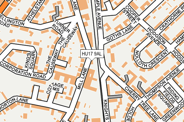HU17 9AL map - OS OpenMap – Local (Ordnance Survey) HU17 9AL map - OS OpenMap – Local (Ordnance Survey)