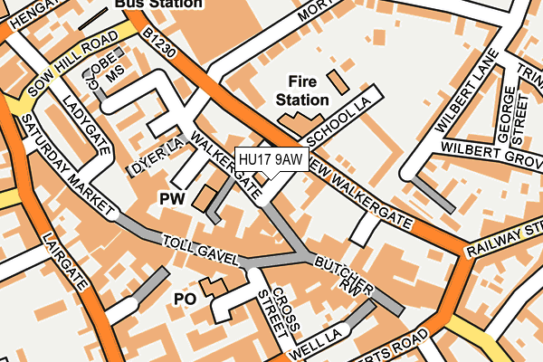 HU17 9AW map - OS OpenMap – Local (Ordnance Survey) HU17 9AW map - OS OpenMap – Local (Ordnance Survey)