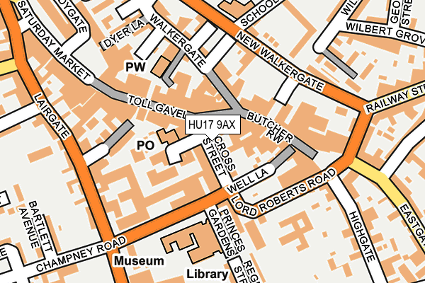 HU17 9AX map - OS OpenMap – Local (Ordnance Survey) HU17 9AX map - OS OpenMap – Local (Ordnance Survey)