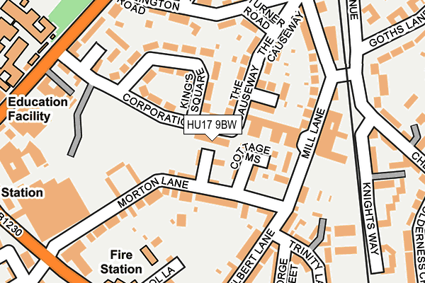 HU17 9BW map - OS OpenMap – Local (Ordnance Survey) HU17 9BW map - OS OpenMap – Local (Ordnance Survey)