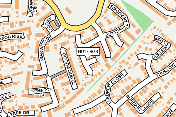 HU17 9GB map - OS OpenMap – Local (Ordnance Survey)