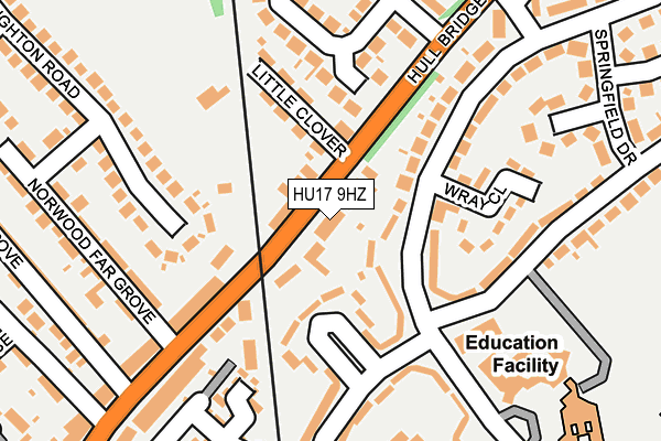 HU17 9HZ map - OS OpenMap – Local (Ordnance Survey)