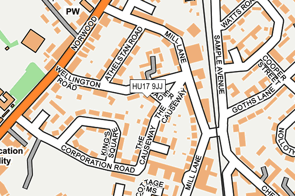 HU17 9JJ map - OS OpenMap – Local (Ordnance Survey) HU17 9JJ map - OS OpenMap – Local (Ordnance Survey)