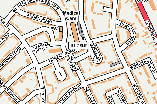 HU17 9NE map - OS OpenMap – Local (Ordnance Survey) HU17 9NE map - OS OpenMap – Local (Ordnance Survey)