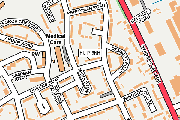 HU17 9NH map - OS OpenMap – Local (Ordnance Survey) HU17 9NH map - OS OpenMap – Local (Ordnance Survey)