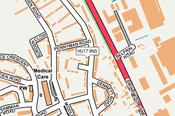 HU17 9NS map - OS OpenMap – Local (Ordnance Survey) HU17 9NS map - OS OpenMap – Local (Ordnance Survey)