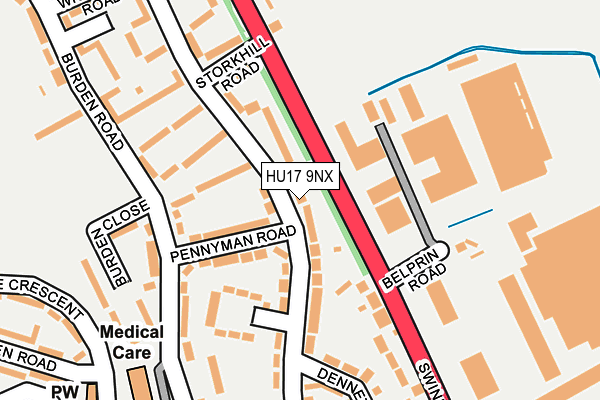 HU17 9NX map - OS OpenMap – Local (Ordnance Survey) HU17 9NX map - OS OpenMap – Local (Ordnance Survey)