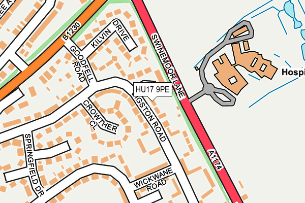 HU17 9PE map - OS OpenMap – Local (Ordnance Survey) HU17 9PE map - OS OpenMap – Local (Ordnance Survey)