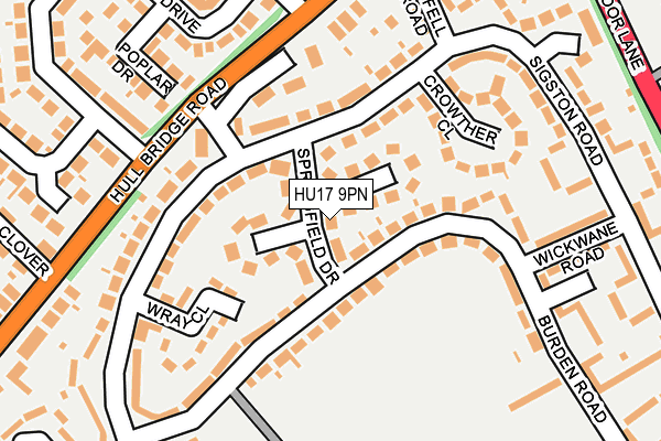 HU17 9PN map - OS OpenMap – Local (Ordnance Survey) HU17 9PN map - OS OpenMap – Local (Ordnance Survey)