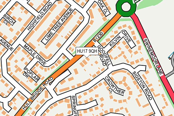 HU17 9QH map - OS OpenMap – Local (Ordnance Survey) HU17 9QH map - OS OpenMap – Local (Ordnance Survey)
