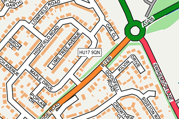HU17 9QN map - OS OpenMap – Local (Ordnance Survey) HU17 9QN map - OS OpenMap – Local (Ordnance Survey)