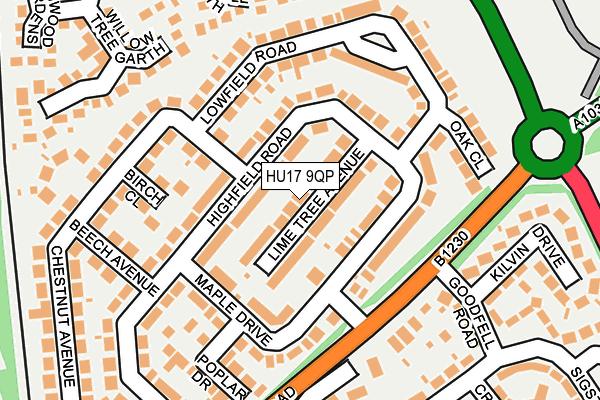 HU17 9QP map - OS OpenMap – Local (Ordnance Survey) HU17 9QP map - OS OpenMap – Local (Ordnance Survey)