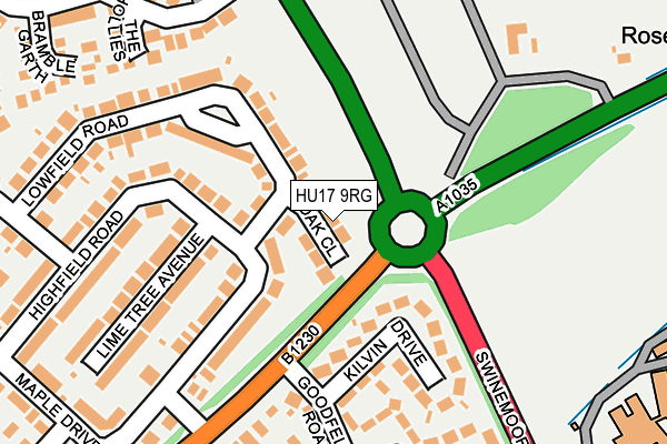HU17 9RG map - OS OpenMap – Local (Ordnance Survey) HU17 9RG map - OS OpenMap – Local (Ordnance Survey)