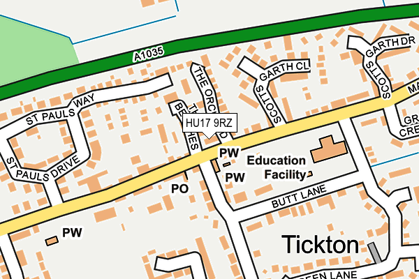 HU17 9RZ map - OS OpenMap – Local (Ordnance Survey)