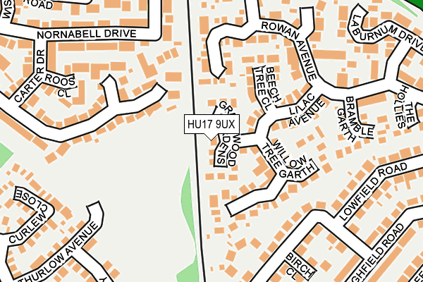 HU17 9UX map - OS OpenMap – Local (Ordnance Survey) HU17 9UX map - OS OpenMap – Local (Ordnance Survey)
