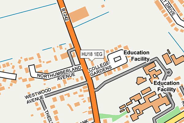HU18 1EG map - OS OpenMap – Local (Ordnance Survey)