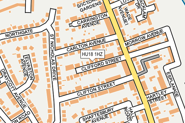 HU18 1HZ map - OS OpenMap – Local (Ordnance Survey)